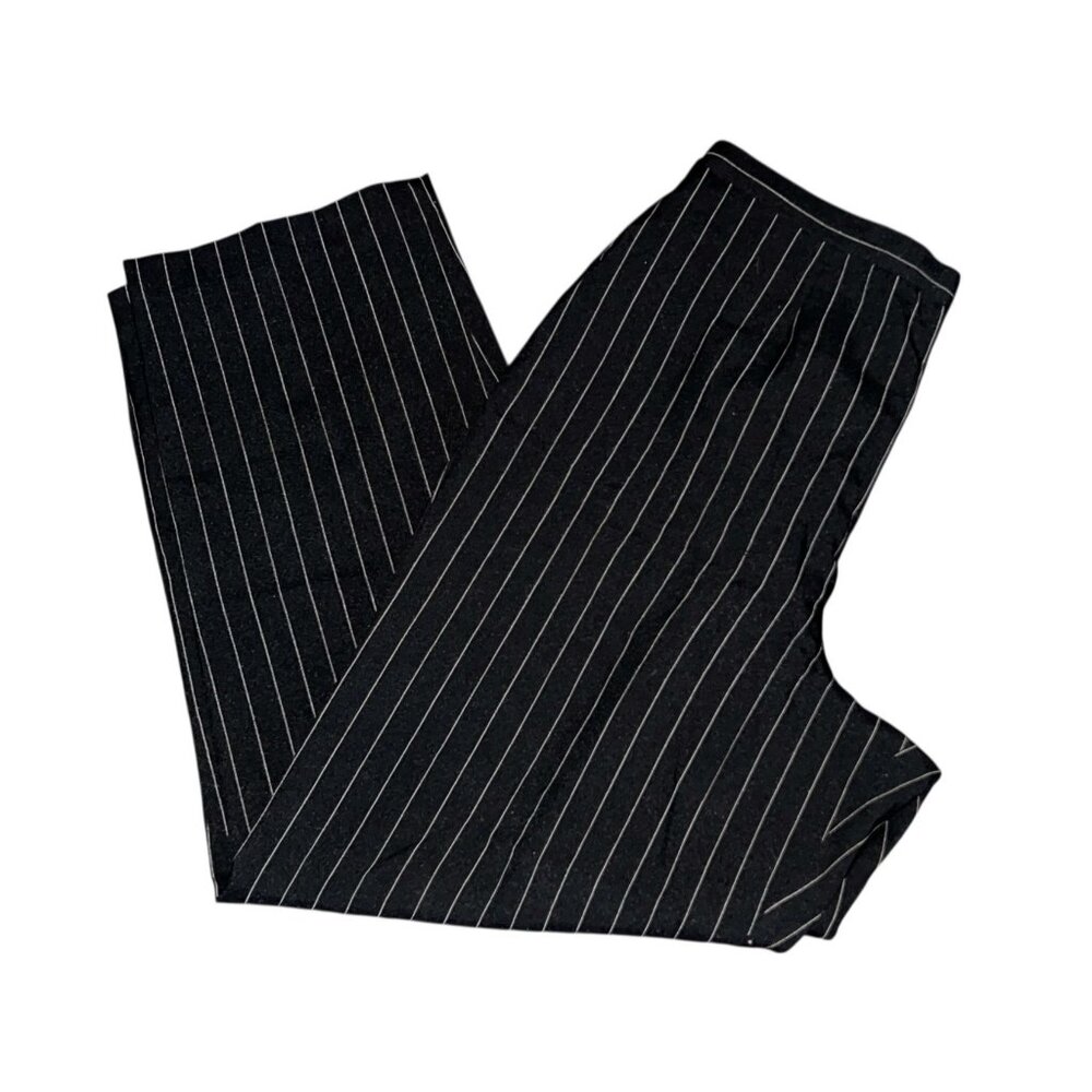 Black & White Striped Polyester Tapered Leg Work Pants Size 16 By Pride & Joy